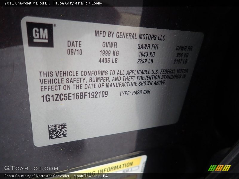 Taupe Gray Metallic / Ebony 2011 Chevrolet Malibu LT
