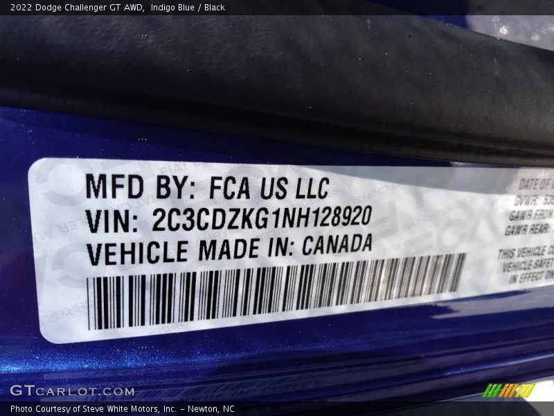 Indigo Blue / Black 2022 Dodge Challenger GT AWD