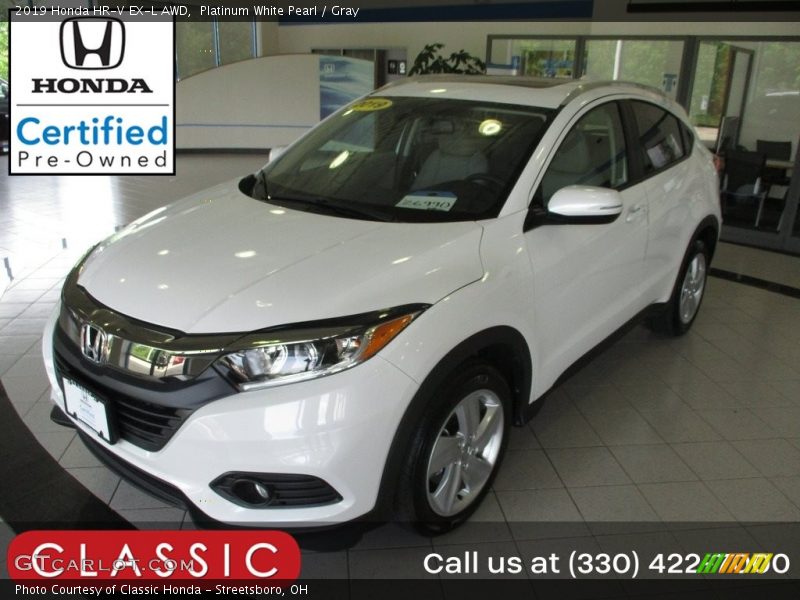 Platinum White Pearl / Gray 2019 Honda HR-V EX-L AWD