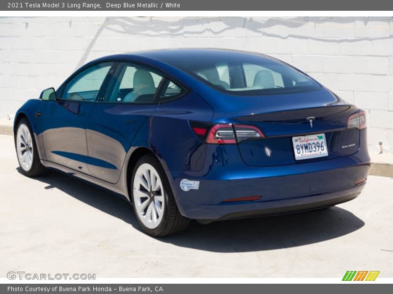 Deep Blue Metallic / White 2021 Tesla Model 3 Long Range