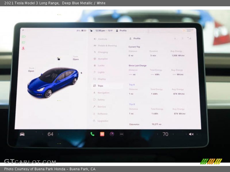 Deep Blue Metallic / White 2021 Tesla Model 3 Long Range