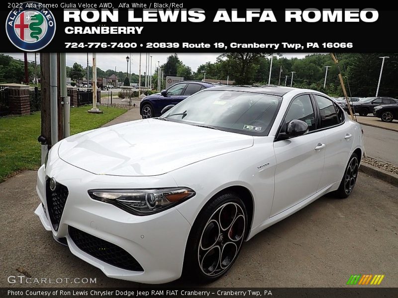Alfa White / Black/Red 2022 Alfa Romeo Giulia Veloce AWD