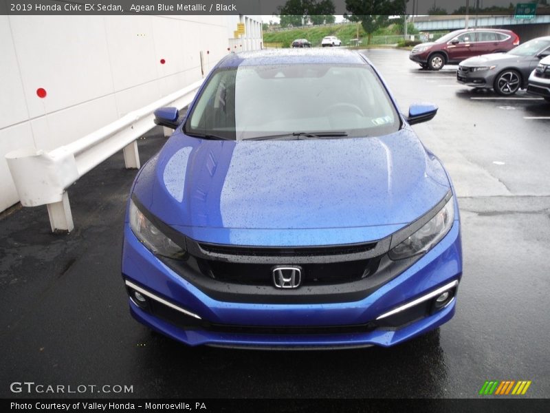Agean Blue Metallic / Black 2019 Honda Civic EX Sedan