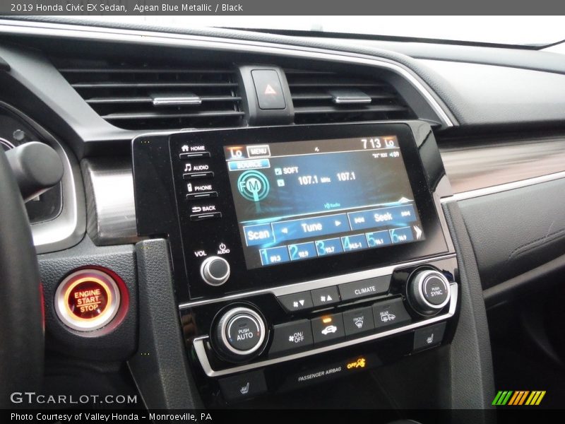 Agean Blue Metallic / Black 2019 Honda Civic EX Sedan