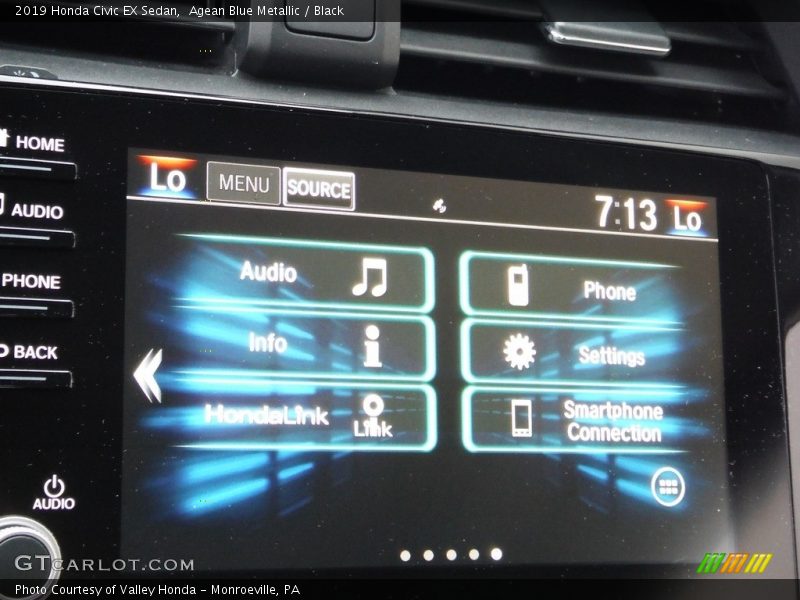 Agean Blue Metallic / Black 2019 Honda Civic EX Sedan