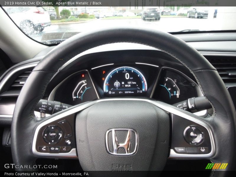 Agean Blue Metallic / Black 2019 Honda Civic EX Sedan
