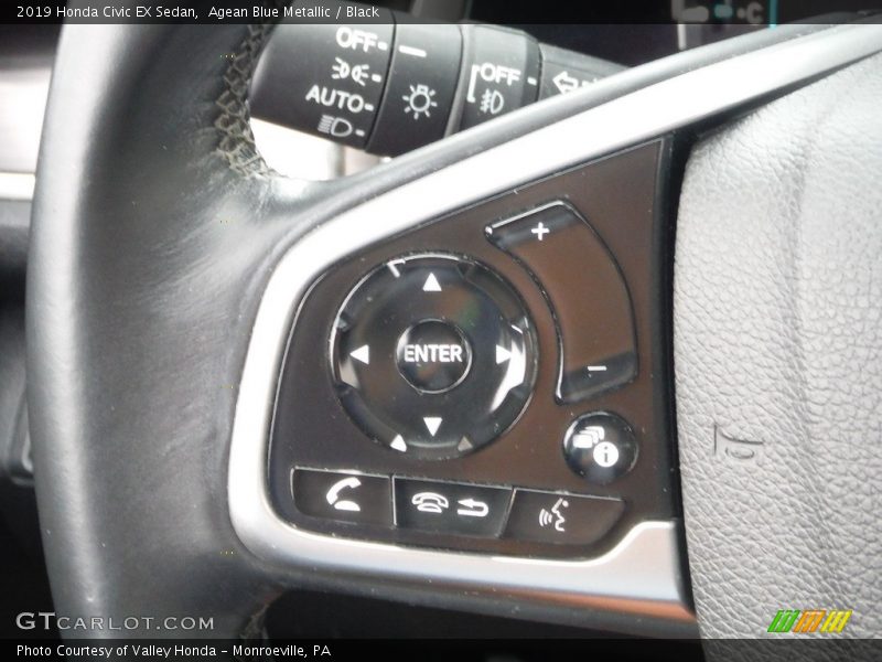Agean Blue Metallic / Black 2019 Honda Civic EX Sedan