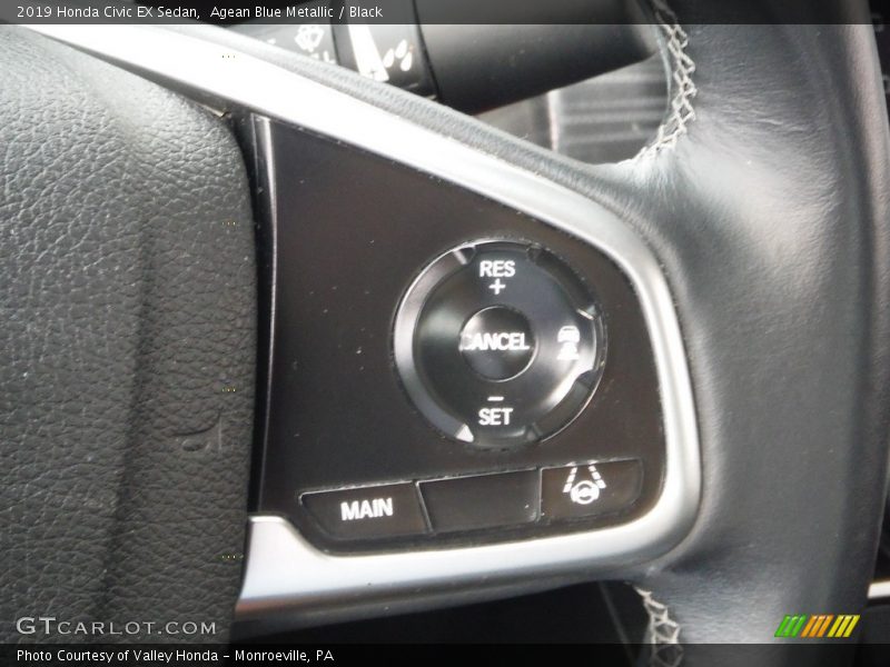Agean Blue Metallic / Black 2019 Honda Civic EX Sedan