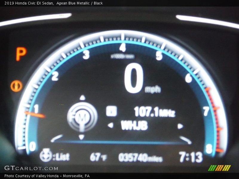 Agean Blue Metallic / Black 2019 Honda Civic EX Sedan