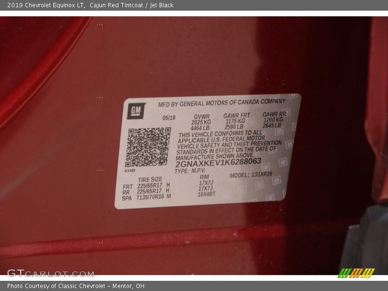 Cajun Red Tintcoat / Jet Black 2019 Chevrolet Equinox LT