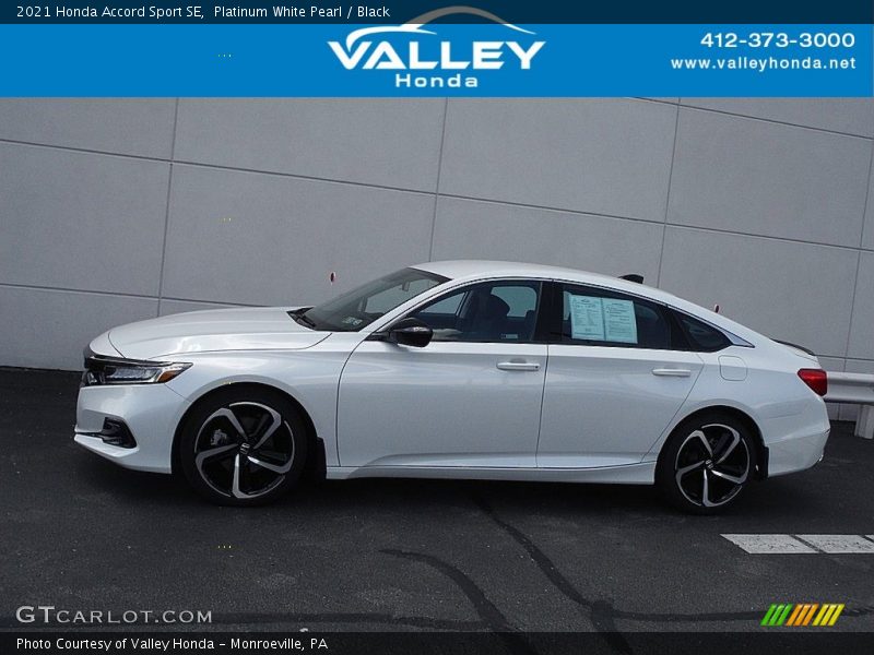 Platinum White Pearl / Black 2021 Honda Accord Sport SE