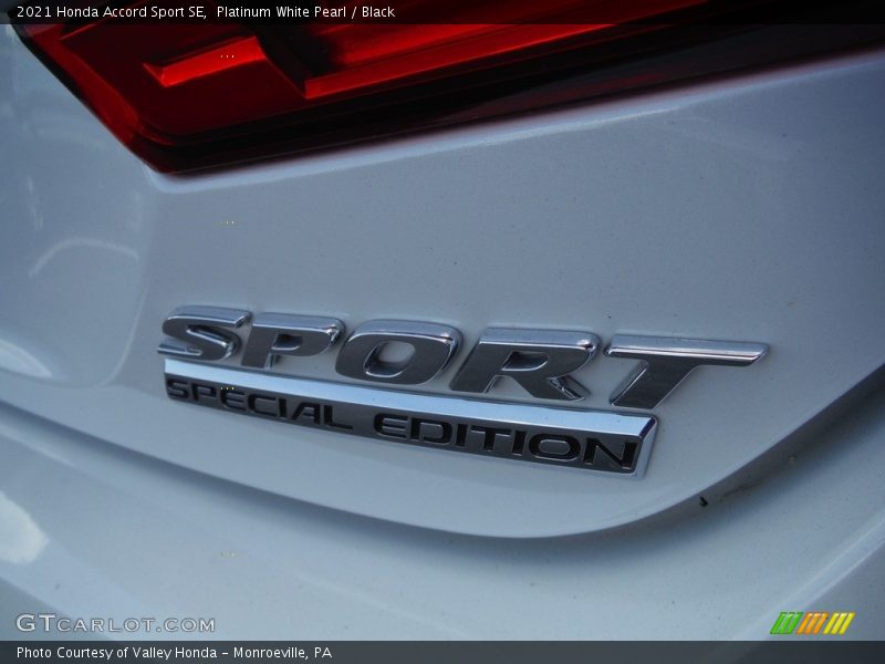 Platinum White Pearl / Black 2021 Honda Accord Sport SE