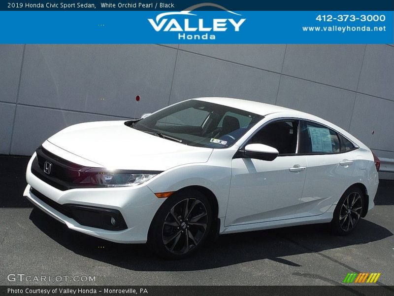 White Orchid Pearl / Black 2019 Honda Civic Sport Sedan