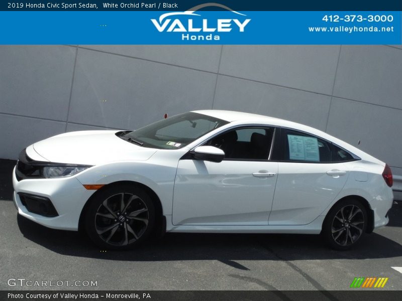 White Orchid Pearl / Black 2019 Honda Civic Sport Sedan