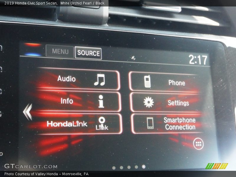 White Orchid Pearl / Black 2019 Honda Civic Sport Sedan