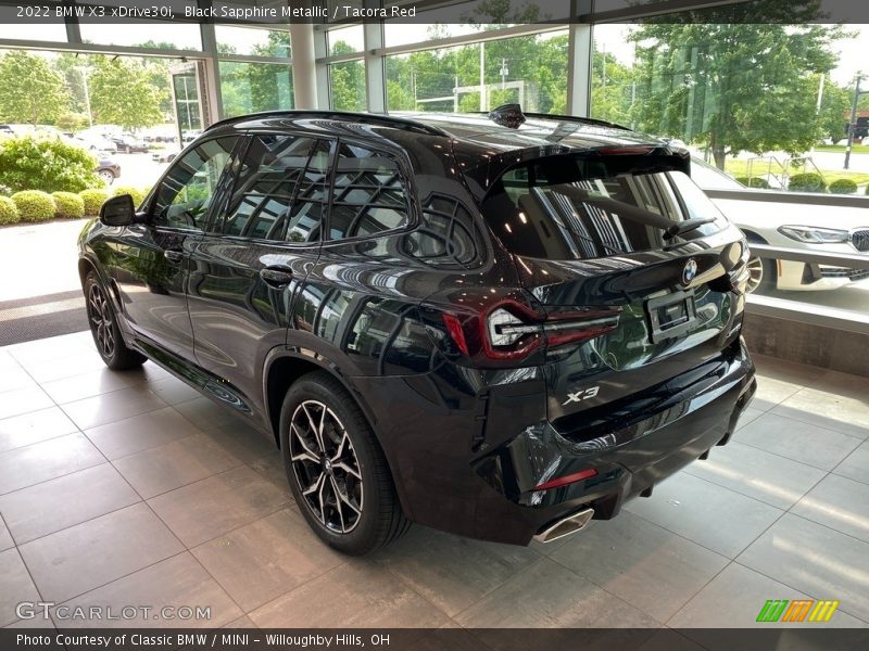Black Sapphire Metallic / Tacora Red 2022 BMW X3 xDrive30i
