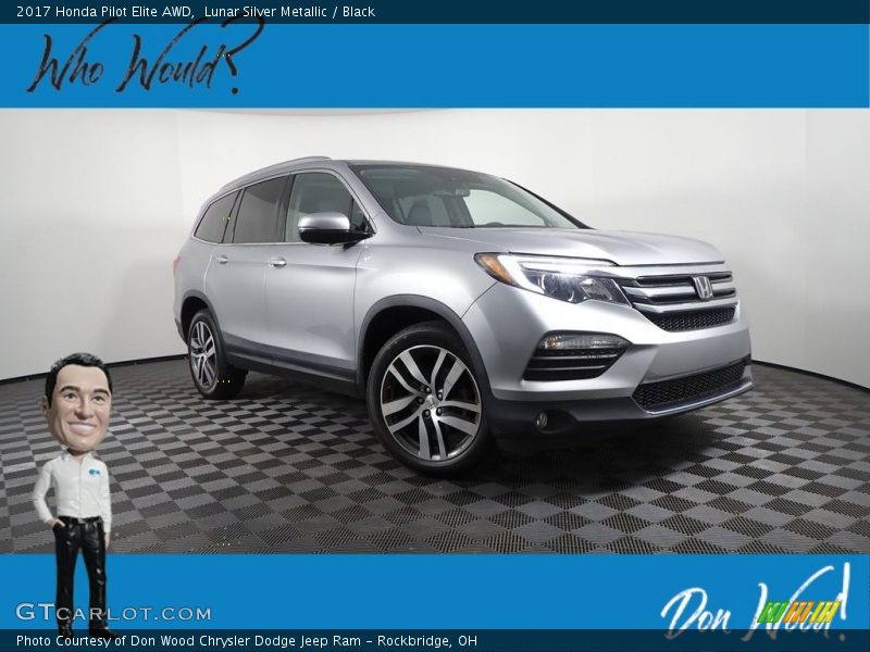 Lunar Silver Metallic / Black 2017 Honda Pilot Elite AWD