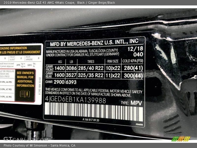 Black / Ginger Beige/Black 2019 Mercedes-Benz GLE 43 AMG 4Matic Coupe