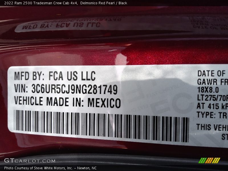 Delmonico Red Pearl / Black 2022 Ram 2500 Tradesman Crew Cab 4x4