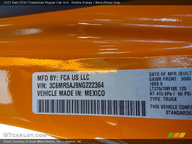 Omaha Orange / Black/Diesel Gray 2022 Ram 2500 Tradesman Regular Cab 4x4