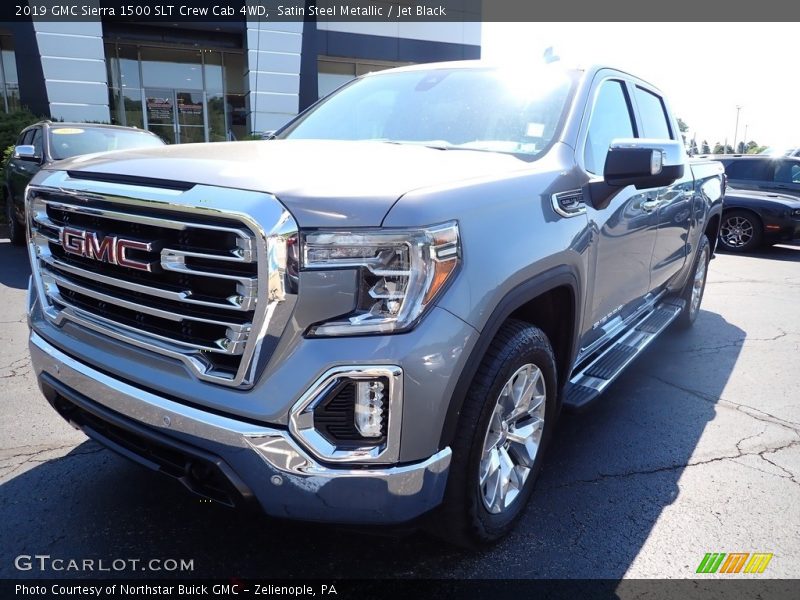Satin Steel Metallic / Jet Black 2019 GMC Sierra 1500 SLT Crew Cab 4WD