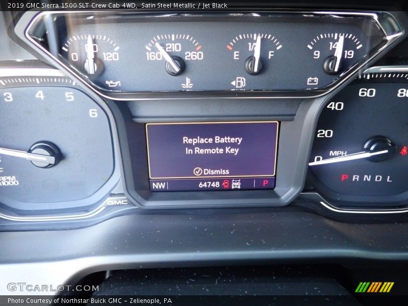 Satin Steel Metallic / Jet Black 2019 GMC Sierra 1500 SLT Crew Cab 4WD