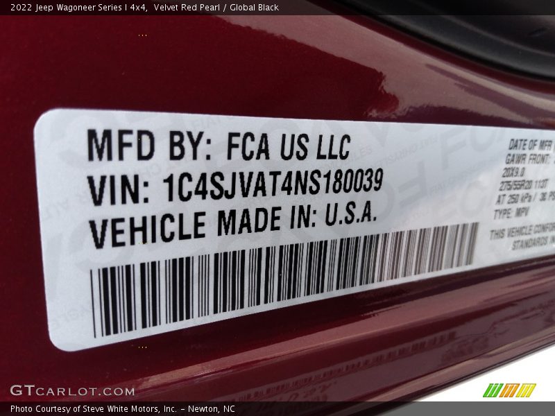 Velvet Red Pearl / Global Black 2022 Jeep Wagoneer Series I 4x4