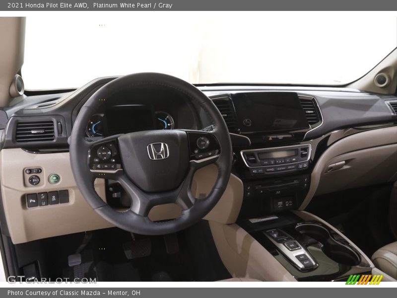Platinum White Pearl / Gray 2021 Honda Pilot Elite AWD