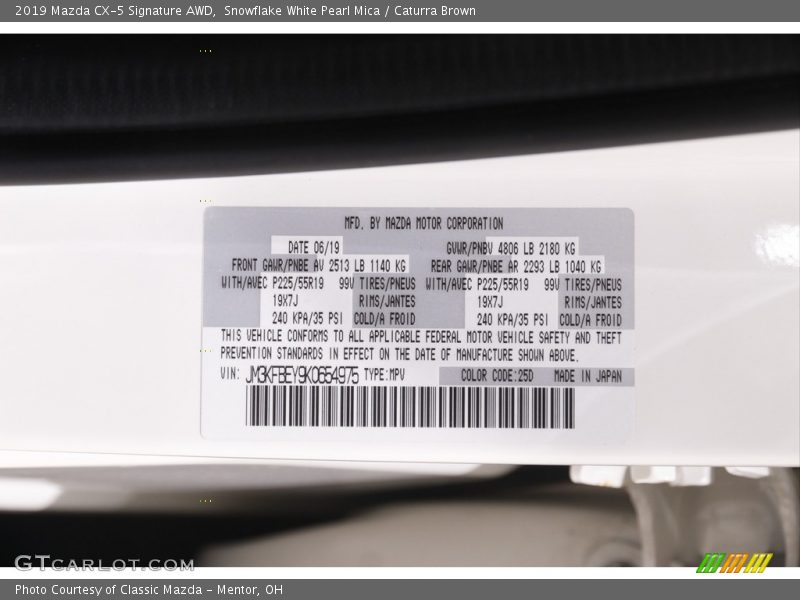 Snowflake White Pearl Mica / Caturra Brown 2019 Mazda CX-5 Signature AWD