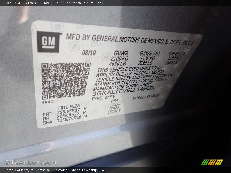 Satin Steel Metallic / Jet Black 2020 GMC Terrain SLE AWD