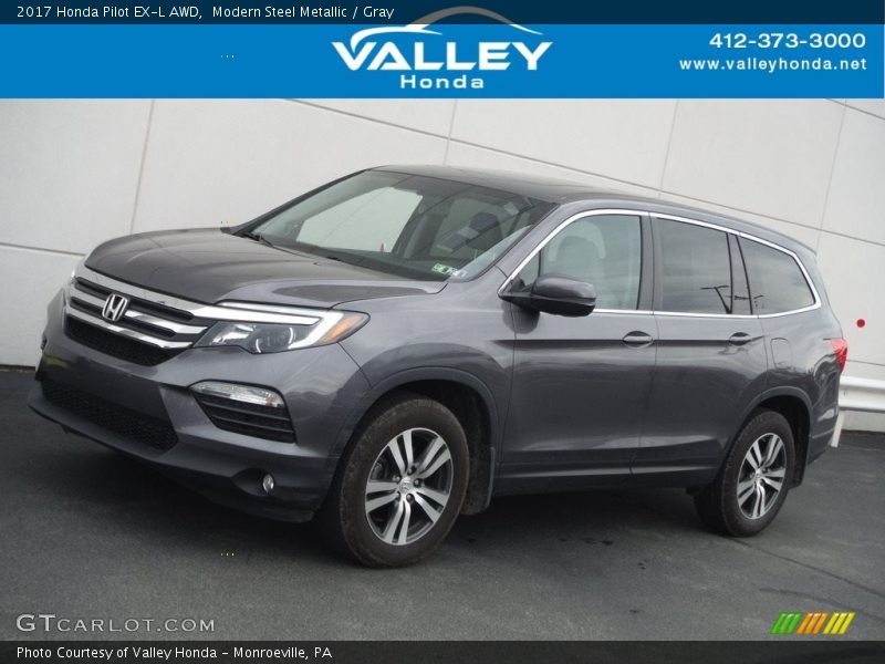 Modern Steel Metallic / Gray 2017 Honda Pilot EX-L AWD