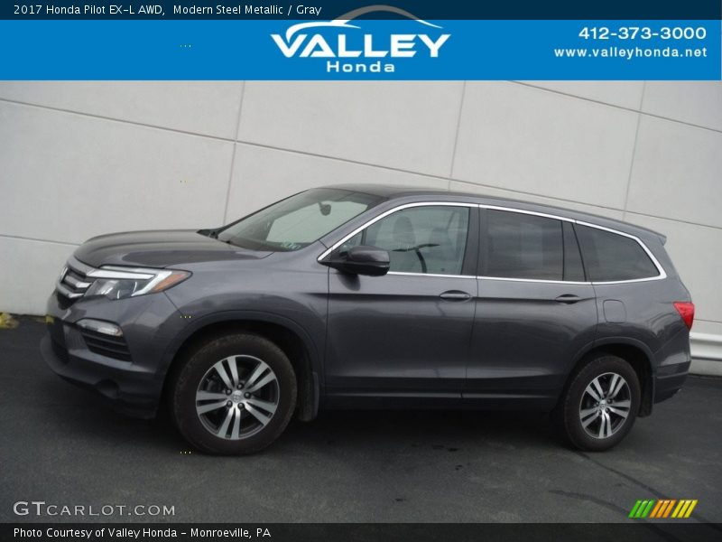Modern Steel Metallic / Gray 2017 Honda Pilot EX-L AWD
