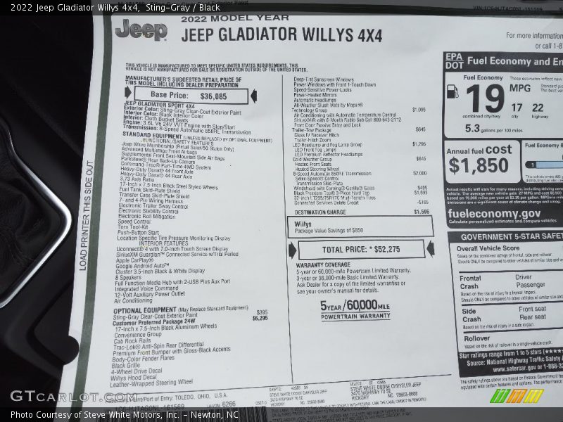Sting-Gray / Black 2022 Jeep Gladiator Willys 4x4