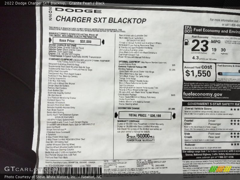 Granite Pearl / Black 2022 Dodge Charger SXT Blacktop