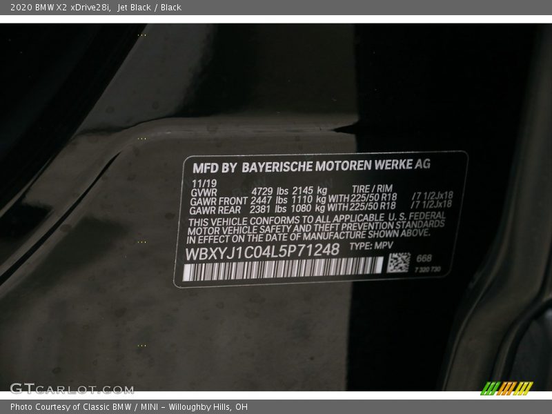 Jet Black / Black 2020 BMW X2 xDrive28i