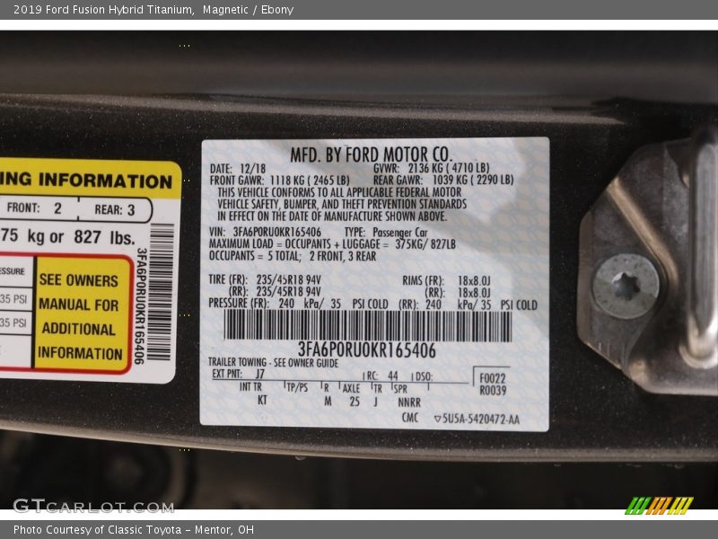 Magnetic / Ebony 2019 Ford Fusion Hybrid Titanium