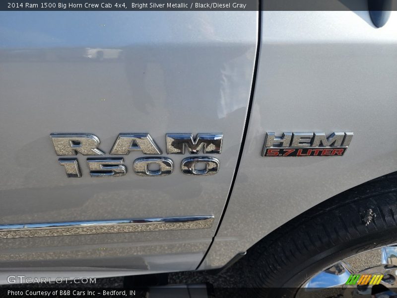 Bright Silver Metallic / Black/Diesel Gray 2014 Ram 1500 Big Horn Crew Cab 4x4