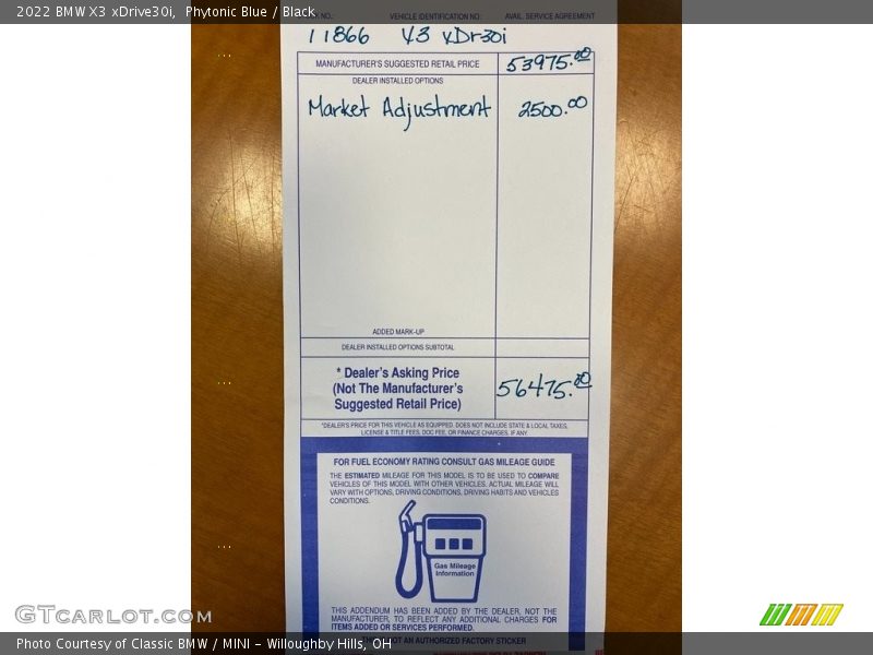 Phytonic Blue / Black 2022 BMW X3 xDrive30i