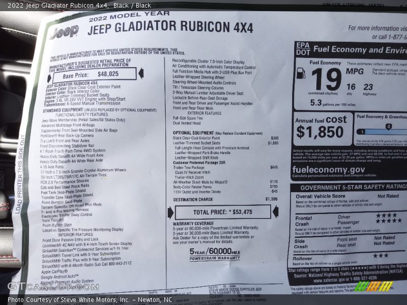 Black / Black 2022 Jeep Gladiator Rubicon 4x4