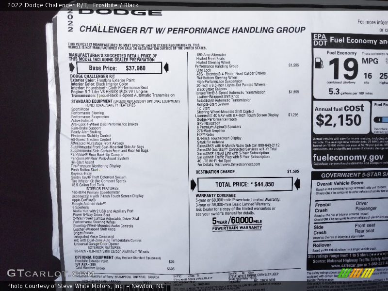 Frostbite / Black 2022 Dodge Challenger R/T