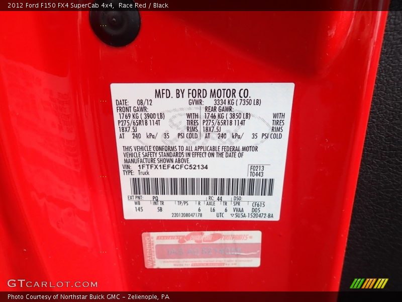 Race Red / Black 2012 Ford F150 FX4 SuperCab 4x4
