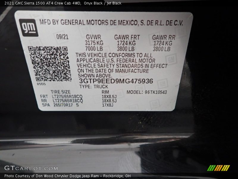Onyx Black / Jet Black 2021 GMC Sierra 1500 AT4 Crew Cab 4WD
