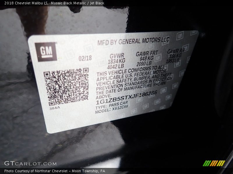 Mosaic Black Metallic / Jet Black 2018 Chevrolet Malibu LS