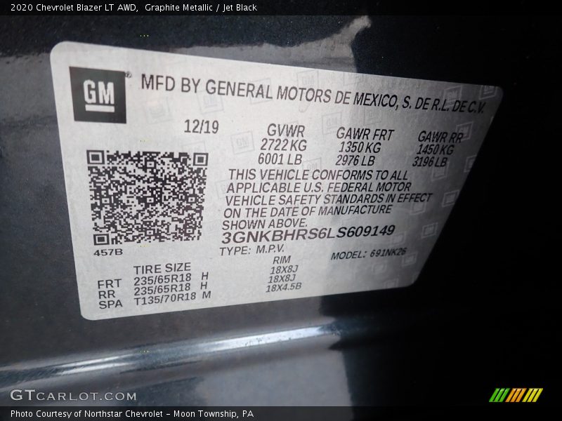 Graphite Metallic / Jet Black 2020 Chevrolet Blazer LT AWD