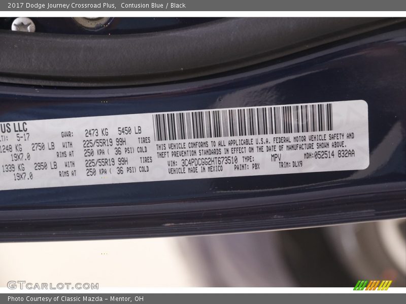 Contusion Blue / Black 2017 Dodge Journey Crossroad Plus