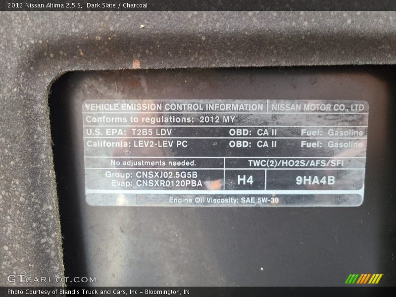 Dark Slate / Charcoal 2012 Nissan Altima 2.5 S