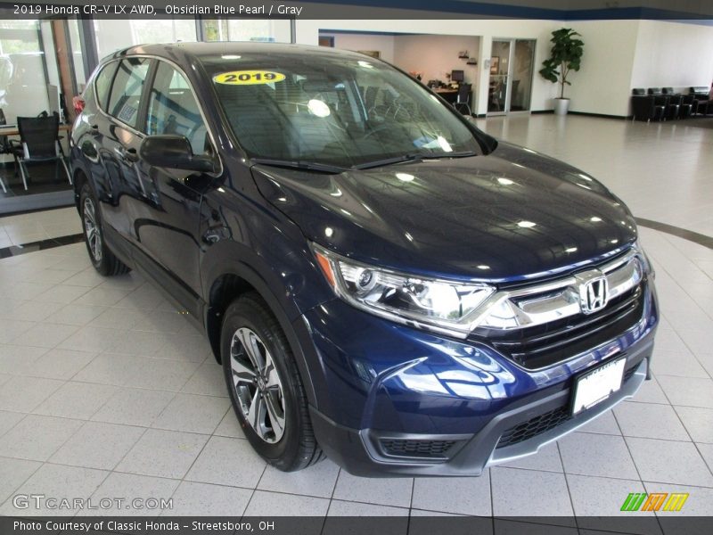 Obsidian Blue Pearl / Gray 2019 Honda CR-V LX AWD