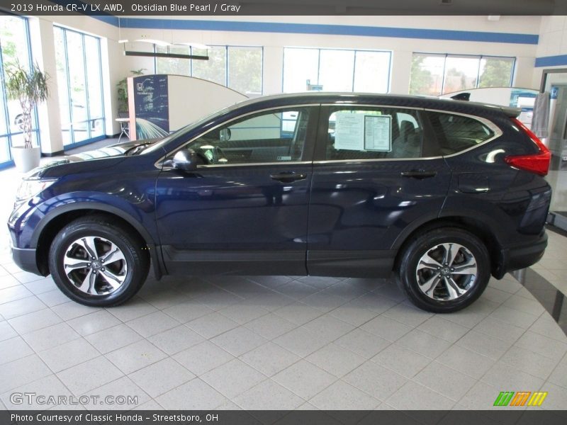 Obsidian Blue Pearl / Gray 2019 Honda CR-V LX AWD