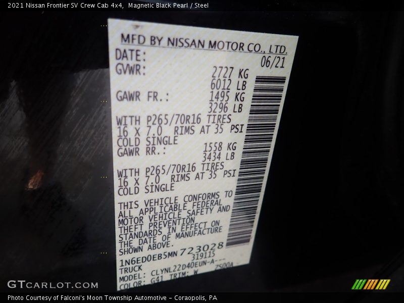 Magnetic Black Pearl / Steel 2021 Nissan Frontier SV Crew Cab 4x4