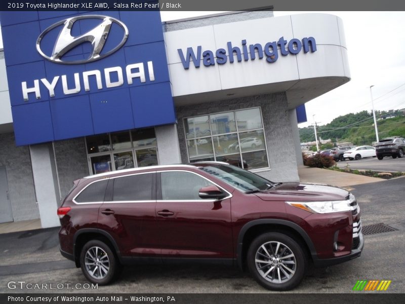 Salsa Red Pearl / Black 2019 Toyota Highlander XLE AWD